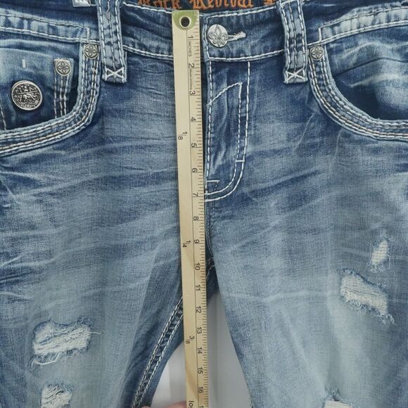 Rock Revival Jeans Men 36x29 Blue Kenn Slim Boot Western Rockabilly Distressed - Picture 4 of 14
